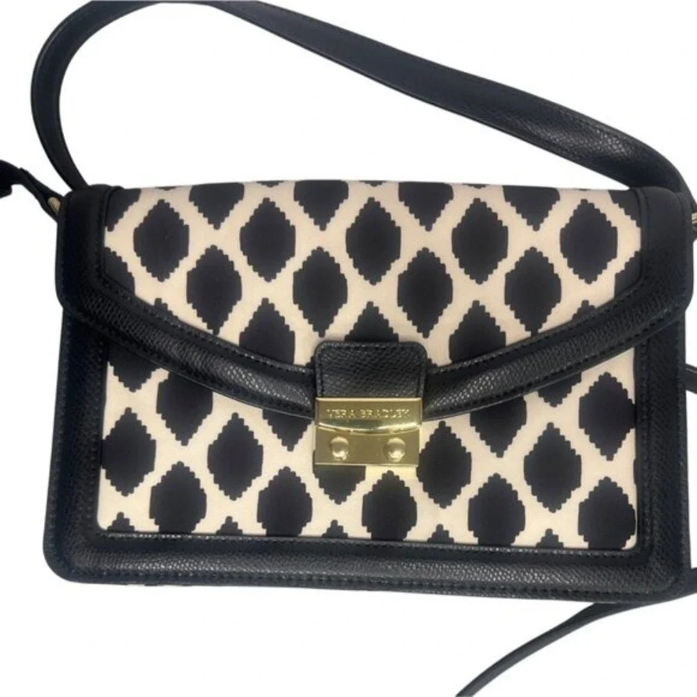 Vera Bradley Womens‎ Crossbody Bag Purse Geometric Ikat Print Flap Push Lock